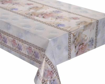 China 290GSM Square Fitted Polyester Tablecloths Fitted Oilproof Vinyl 137cm Width 0.45mm for sale