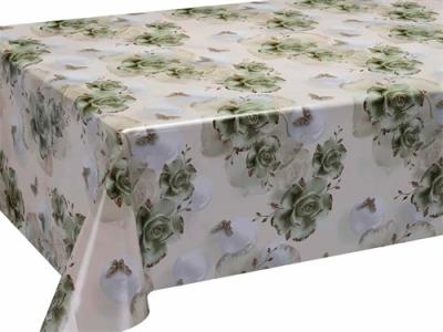 China Polyester 54 Inch Square Wipe Clean Vinyl Tablecloth Stain Proof 0.30mm Thickness for sale