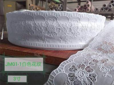 Cina Lunghezza bianca del confine 100m del pizzo del fiore del PVC 3inch su misura per la tovaglia in vendita
