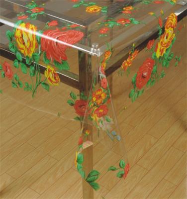 China Plastic Disposable Transparent Table Cloths 0.08mm Nappe De 1.37m Width for sale