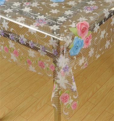 China PVC Wipeable Heat Resistant Table Cloth Art Floral 0.1mm Thick One Face Printing 1.37m for sale
