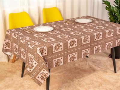 China Easy Clean Flocking Tablecloth 1.42m Width Printed Customized Label Yarn Fabric for sale