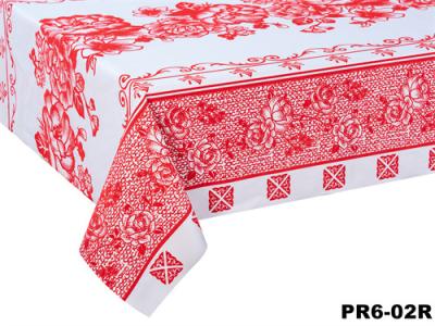 China Waterproof Dining PVC Rectangular Tablecloth 137cm Width Flocking 0.22mm Thick for sale