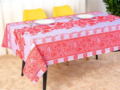 China Hotel Flocking Tablecloth 1.37m Width Embossed Flower Pattern Oil Proof Tablecloth for sale