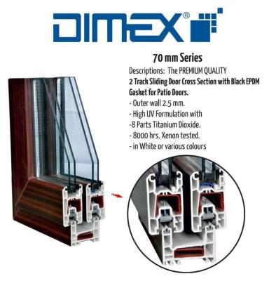 China DIMEX L70 Sliding UPVC Window Profiles Door Systems For Construction for sale