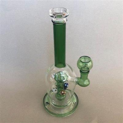 China Colorful Percolator Glass Bongs Green Thick Smoking Glass Oil Water Pipe for sale