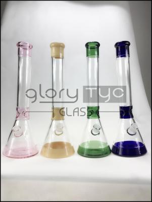 China 18.8mm Glass Water Pipes Tyc.4 Colored bottom beaker bongs With Window Base 18