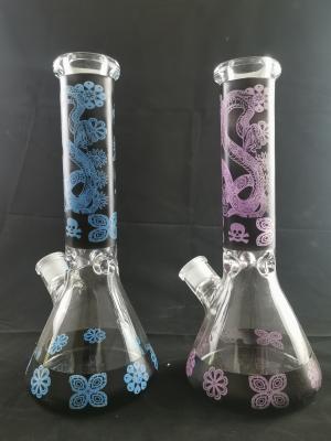 China 10 Inch Glass Water Pipes 7mm Thickness Colorful With 14mm Female Glass Bowl for sale