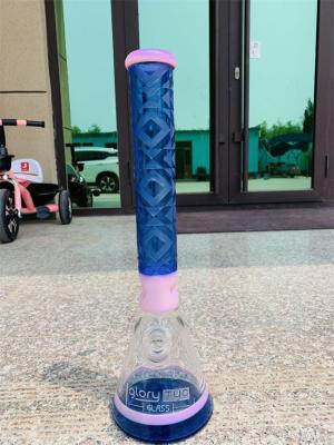 China Borosilicate Scientific Ice Glass Bongs Plated Flower 12.5 Inch 7mm Holographic for sale