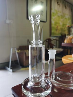 China Percolator Glass Water Bongs 7inch Cylinder Vase Wig Wag Cross Perc Dab Rig for sale