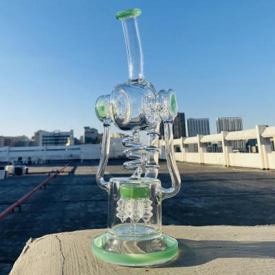 China 14 Inch Unique Big Glass Bong Hookah Dual Uptake Sprinkle Jellyfish Perc Drain Recycler Dab Rig for sale
