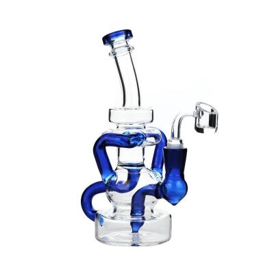 China Dab Oil Borosilicate Glass Bongs 8 InchRecycler Water Pipes Smoking With 4mm Quartz Banger for sale