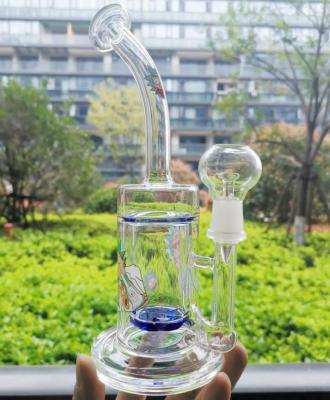 China 14.5mm Joint 8.2 Inch Water Pipe Rig Oil Borosilicate Glass Water Bongs With Glass Nail Dome for sale