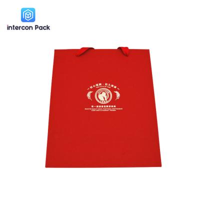 China Red Kraft Paper Shopping Bags Eco Friendly FSC Certified With Handles for sale