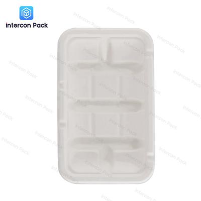 China 4 5 6 Compartment Pulp Food Containers Disposable Food Divider Tray for sale