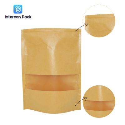 China Eco Friendly Resealable Kraft Paper Pouch With Window For Potato Chips Crisp for sale