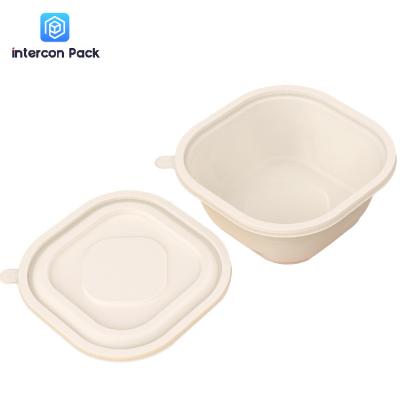 China Ovenable Paper Food Tray With Lid 540ml Sugarcane Bagasse Matrial for sale