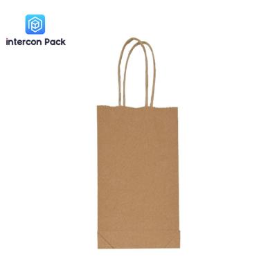 China Recyclable Kraft Paper Shopping Bags Brown Color Take Away Food Bag for sale