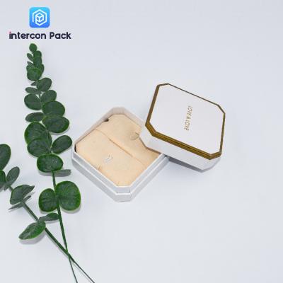 China ISO9001 Small Jewelry Packaging Boxes PU Leather Pearl Paper Hot Stamping Process for sale