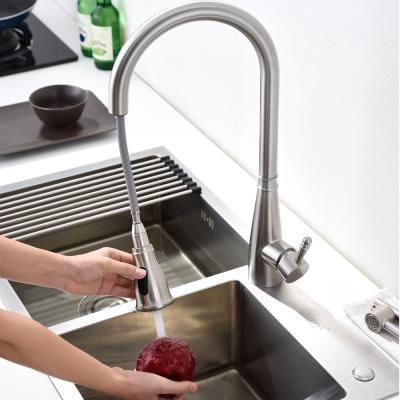 China Motion Activated Pull Down Kitchen Faucet 18/10 Stainless Steel Rotatable Kitchen Tap for sale