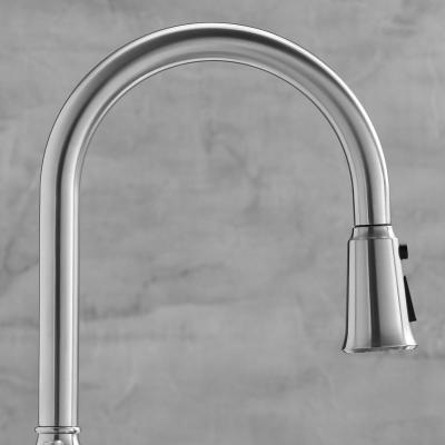 China CUPC Hose Brushed Nickel Gooseneck Kitchen Faucet / High Flow Sink Faucet for sale