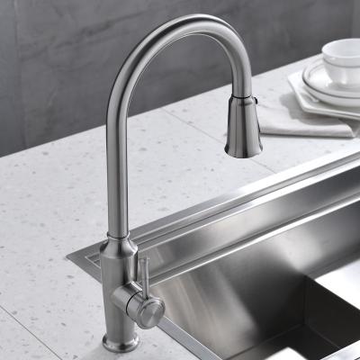 China High Arch One Touch Kitchen Faucet Anti Clogging Nozzle Kitchen Pull Out Tap for sale