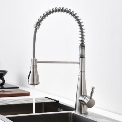 China Deck Mounted Spring Coil Kitchen Faucet Retractable With 35mm Ceramic Cartridge for sale
