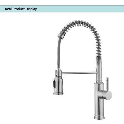 China Retractable Single Kitchen Mixer Tap IPX5 Brushed Nickel Kitchen Tap Pull Out for sale