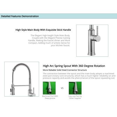 China Solid Stainless Steel Spring Coil Kitchen Faucet OEM Water Saving Aerated Stream Flow for sale