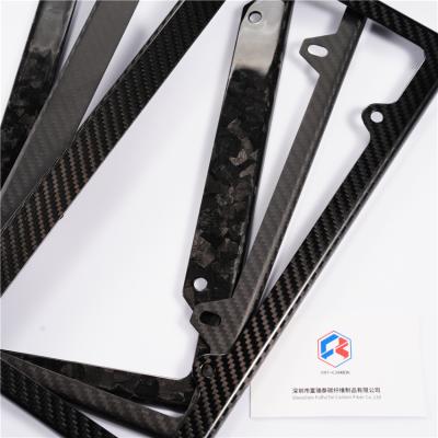 China Custom Carbon Fiber License Plate Frame White Black Twill Glossy Luxury Custom 32*16 for sale