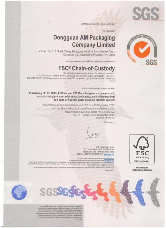 FSC - Dongguan AM Packaging Company Limited