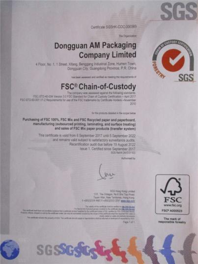 FSC - Dongguan AM Packaging Company Limited