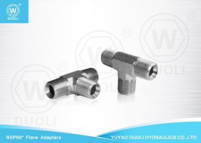 China BSPT Male Thead Hydraulic Nipple Pipe Fitting , 3 Way Tee Hydraulic Tube Fittings for sale
