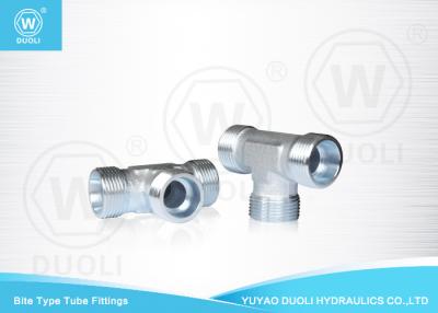 China Hydraulic Metric Thread Bite Type Tube Fitting Equal Tees , Carbon Steel Compression Fittings for sale