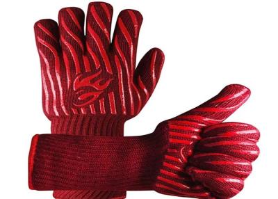 China Red Heat Resistant Work Gloves , Aramid Fiber Material Bbq Grill Gloves for sale