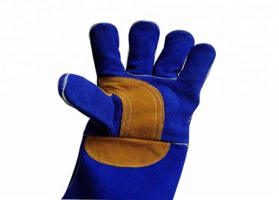 China Blue Leather Welding Gloves , Industry Protective Working Safety Gloves for sale