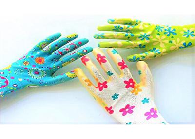 中国 スリップの女性無しの仕事の庭の承認される手袋によって編まれる手首の花によって印刷されるセリウム 販売のため