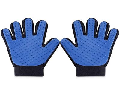 China Custom Logo True Touch Five Finger Deshedding Glove / Pet Hair Remover Glove for sale