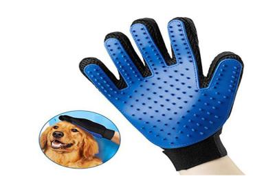 China Black / Blue Pet Grooming Glove Polyester Liner Coated Smooth Nitrile Material for sale