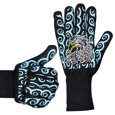 China Silicone Print Heat Resistant Hand Gloves / Barbecue Grilling Glove Lightweight for sale