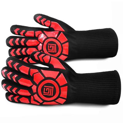 China Aramid Fiber Plus Heat Resistant Work Gloves Non Slip Silicone Cotton Lining for sale