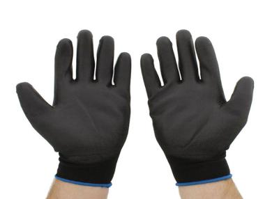 China Black Polyurethane Coated Gloves Excellent Breathability For Industry Work for sale