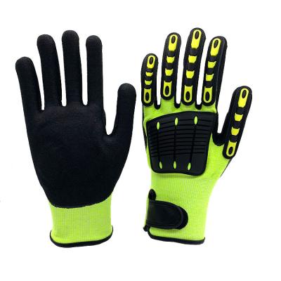China HTR Cut Resistant TPR Guards Gloves Heavy Duty Bumpers Work Glove Vibration Dampening Machine Gloves For Mining Oilfield for sale