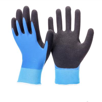China ZM 13 Gauge Flexible Fish Mitts Smooth Nitrile Fully Coated And Sandy Nitrile Plam Coated Water Proof Double Dipped Glov for sale