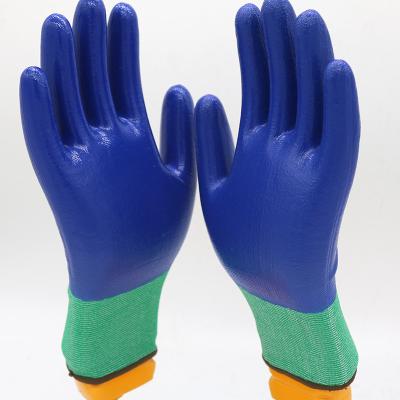China ZM 13 Gauge Polyester Liner With Smooth Nitrile Fully Dipped Glove For Wet And Oily Conditions Glove Waterproof for sale