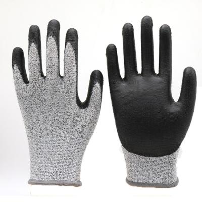 Китай Награда датчика ZMSAFETY 13 безшовная отрезала перчатки Anticutting устойчивой ссадины перчаток устойчивые с черной покрытой ладонью PU продается