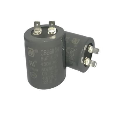 China 5.0mfd Water Pump Motor Capacitor CBB60 450V 50/60Hz With Two Quick-Connect Terminals for sale