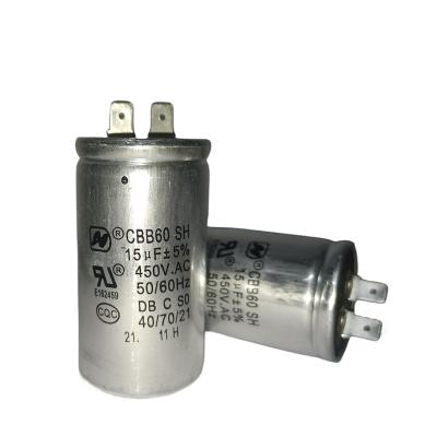 China Water Pump Motor Capacitor CBB60 450V 15mfd With Two Quick-Connect Terminals for sale