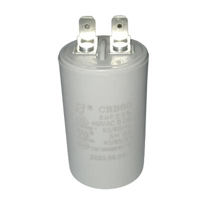 China CBB60 450V 6.0mfd Water Pump Motor Capacitor With ±5% Tolerance for sale