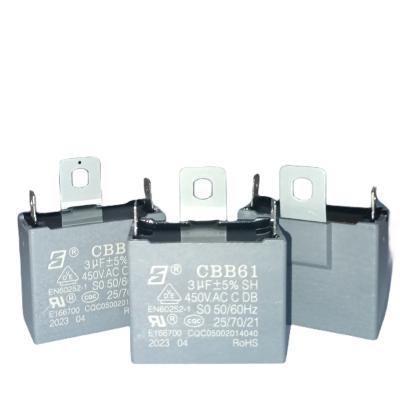 China Air Conditioner CBB61 Fan Capacitor 450V 3.0mfd With Positioning Hole for sale